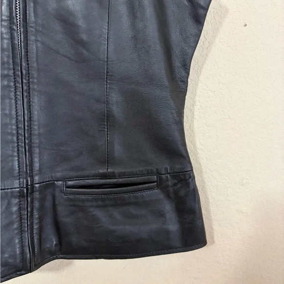 Vintage Saguaro West Black Leather Collared Zip Up Vest for Women Size Small - Picture 3 of 14